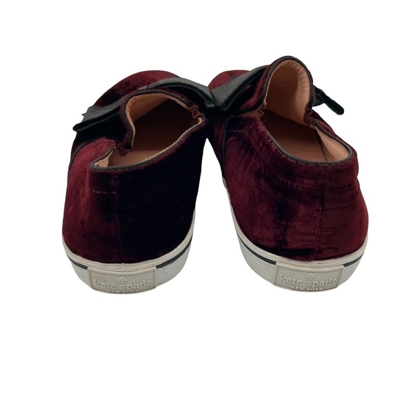 Kate Spade Delise Wine Velvet Flats With Faux Leather Bow Size 8 - Picture 7 of 9